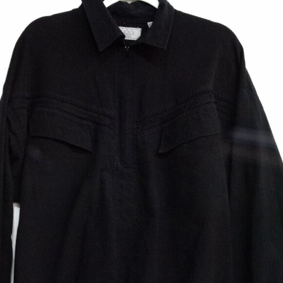 Vintage Mens Resort Black Long-Sleeve Pullover Sweater With Pockets & Ribbed Col - Picture 4 of 8